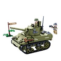 Конструктор блочный Армия Лёгкий танк М5 344 детали Sluban M38-B0856