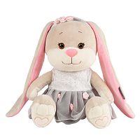 Мягкая игрушка Зайка в Сером Платье с Розовыми Вставками 25 см Jack & Lin JL-022010-25