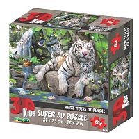 Пазл Super 3D Белые тигры Бенгали 100дет Prime 3D 13850